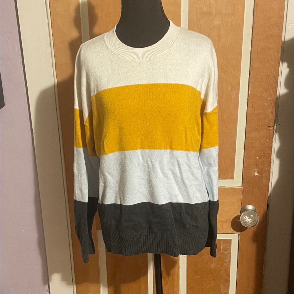 French Connection Yellow and Gray Knit Sweater